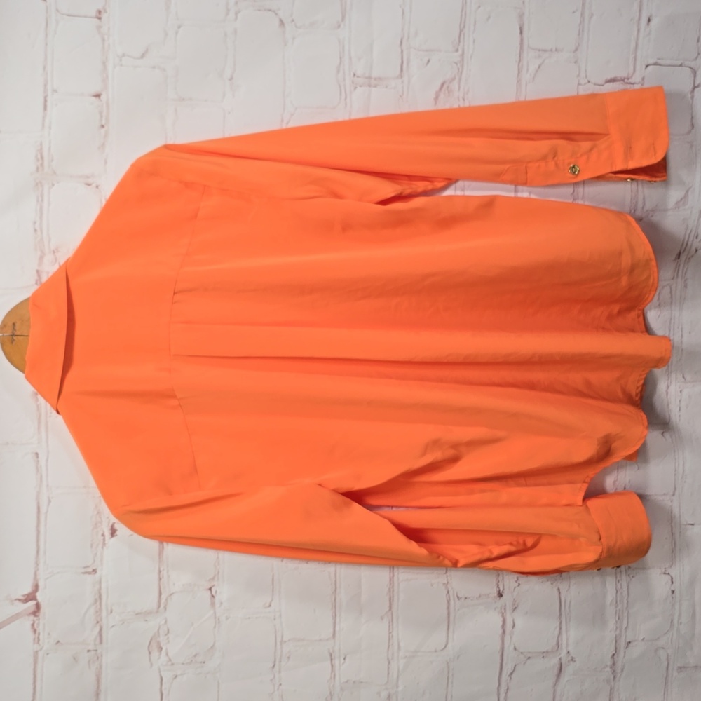 Vince Camuto Tennessee Orange Button Down Polyester Blouse Wimens Size Small - Picture 8 of 10
